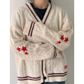 Miniatyrbillede 1 af 4: Taylor Swift Star Folklore Cardigan Stjernebroderet Oversized Strikket Trøje Rød Red S