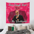Miniatyrbillede 3 af 5: Mr. Worldwide siger at leve, grine, elske gobelin vægdekoration til stue, soveværelse, kollegieværelse indretning 40ʺ x 60ʺ