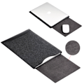 Miniatyrbillede 1 af 5: Macbook Pro 13 & 15 Tommer Etui Uldfilt Læder Blå Black 15 inch