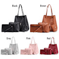 Miniatyrbillede 2 af 5: 4 stk/sæt PU læder håndtaske Cross Body tasker GRÅ grey