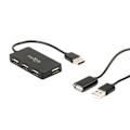 Miniatyrbillede 1 af 5: Maxlife Home Office USB 2.0-hub USB - 4x USB 0,15 m + kabel 1,5 m, Sort 100
