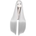 Pikkukuva 1 / 4: 40\"/100cm Naturlig Mjuk Rak Lång Cosplay Peruk (hopeaharmaa)