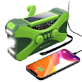 Miniatyrbild 1 av 5: 10000mAh Solcellsdriven Nödhandvevradio, med Handvev Kraftgenerering, Ficklampa, USB Multifunktionsradio, Grön