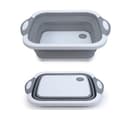 Portable Folding Cutting Board with Strainer, Kitchen Vegetable Washing Basin Basket Sink Foldable Storage Organizer-FA-