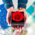 Miniatyrbillede 2 af 4: Bevaret frisk blomst rose i en smykkeæske, rose gaveæske
