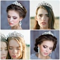 Miniatyrbild 3 av 7: Makone tiara kristallkrona med strass kam för brudkrona, bröllop, bal, festspel, prinsessfester, bröllop diadem, tiara barn, prinsessa