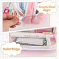 Miniatyrbillede 6 af 6: Aprikos Pennetui med Lommer Stor Pennetui Multifunktionel Pennetui Preppy Pennetui Papirvarer Organizer Æstetiske Makeuptasker Pink