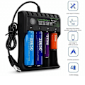Miniatyrbillede 3 af 5: Ny 4-pladser batterilader USB -lader hurtiglader til 18650 litiumbatteri