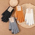 Miniatyrbillede 2 af 5: Vinter Touch Handsker Dame Herre Varme Stretch Strikket Vanter Imiteret Gray