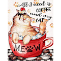 Miniatyrbilde 1 av 5: 30x40CM Håndlaget 5D Art Diamond Maleri - Kaffe Kopp Katt, Passer for Voksne og Barn