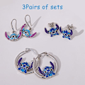 Miniatyrbild 4 av 5: Stitch Örhängen 3-delat set, Söta Tecknade Örhängen, Hypoallergena Örhängen Present för Kvinnor och Flickor