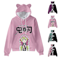 Miniatyrbillede 1 af 4: Unisex Demon Slayer trykte hættetrøje Casual Pullover Katteøre Hættetrøje Toppar Pink Pink M