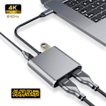 Miniatyrbillede 3 af 5: USB-C til HDMI Adapter, 2xUSB3.0/USB 3.1 med PD, grå