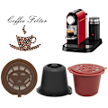 Miniatyrbild 5 av 5: 10 st Återanvändbara Påfyllningsbara Kaffe Kapslar för Nespresso med Skedborste Kökstillbehör