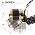 Miniatyrbillede 6 af 11: Kraftfuld pandelampe 5x T6 LED med batterier + 12V oplader + bil Sort