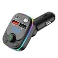 Miniatyrbild 6 av 11: Bil Trådlös Bluetooth FM-sändare MP3, USB, TYPE - C Laddare BlackA straight bar