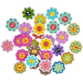 Miniatyrbild 1 av 4: 50 st/förpackning 20MM flerfärgade träknappar 2-håls blomformade