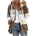 Miniatyrbilde 1 av 5: Dame Vinter Plysj Jakke Med Glidelås Lomme Løstsittende Jakke Dame S Klær Teddy Fleece Jakke Langærmet Vinterjakke Yttertøy Steetwear X11 Khaki XL X11 Khaki