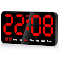 Miniatyrbild 1 av 5: Digital väggklocka, 9 tum LED-digitalklocka med 12/24h, stora siffror, tyst väggklocka BlackRed Letters