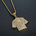 Miniatyrbild 2 av 5: Mub - Fotbollsfans Ronaldo No.7 Halsband med Hänge i Titanstål Golden