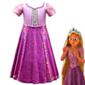 Miniatyrbillede 1 af 4: Rapunzel-kostume til piger Fest Smukke kortærmede prinsessekjoler A