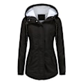 Miniatyrbillede 1 af 8: Dame Vinter Varmt Sherpaforet Jakke Heavy Parka Coat med Hætte Sort XL Black