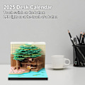 Miniatyrbillede 3 af 8: 3D-Skrivebords Kalender 2025 med LED-lys, Afrivningspapir, Juledekoration Grøn Green Baumhaus