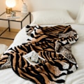 Miniatyrbilde 3 av 9: Tiger Fluffy Sherpa Sengeteppe, Supermyk Mink Fleece Sofffilt 130*160CM