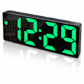 Miniatyrbild 1 av 5: Digital väckarklocka, stor LED-display, spegelklocka och ljusstyrka justerbar USB-laddningsanslutning väckarklocka för sovrum, kontor