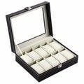 Pikkukuva 4 / 4: Watchbox Klockbox 10 kellolle ikkunalla, musta valkoisella ompeleella black 1010