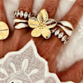 Miniatyrbillede 5 af 5: Enkel blomst åben ring romantisk fingerbånd ring mode justerbare ringe