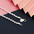 Miniatyrbillede 7 af 10: Twisted Rope Chain Halskæde 925 Sterling Sølv 16 TUM 16 TUM 16 inch