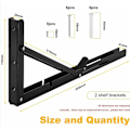 Miniatyrbillede 2 af 5: 2 stk sorte vægmonterede foldbare konsoller, 500 x 170 mm foldbar konsol