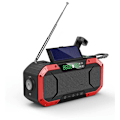 Pikkukuva 1 / 5: Vevradio med solceller ficklampa och 5000mAh powerbank SOS FB580-Red