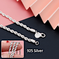 Miniatyrbilde 5 av 10: Twisted Rope Chain Halskjede 925 Sterling Sølv 16 TUM 16 TUM 16 inch
