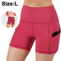 1 st yogashorts för kvinnor med hög midja med sidofickor mage-FA-