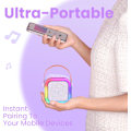 Pikkukuva 4 / 7: Karaokemikrofoni lapsille ja aikuisille, kannettava Bluetooth Mini Karaoke Mikrofoni Laululaite 2 mikrofonilla ja valolla, lelut Purple
