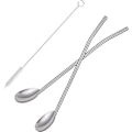 Pikkukuva 3 / 6: Ruostumattomat juomapillilusikat, uudelleenkäytettävät metallipillit, metallinen pillilusikka, pillicocktail-lusikkasetti, latte macchiato -lusikka 8 kpl -FA6-