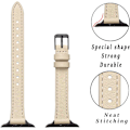 Pikkukuva 2 / 5: Ohut nahkaranneke, yhteensopiva Apple Watch -rannekkeen 38 mm kanssa, beige mustalla