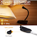Miniatyrbilde 2 av 5: Boklampe, oppladbar klemme-leselampe, justerbar lysstyrke