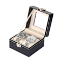 Miniatyrbild 3 av 4: Elegant Klockbox i PU-Läder, 2 Klockor, Akrylfönster black 276