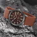 Miniatyrbillede 5 af 6: Moderne herreur med lysende visere - Luksus militær sportsur med dato - Quartz armbåndsur til mænd - Casual nylonur brown silver
