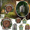 Miniatyrbillede 4 af 4: Fairy Door Set med 6 Miniature Gnome Door Set Pixie Miniature