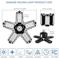 Miniatyrbillede 2 af 5: LED Garage Lys 120W 10000LM E27 6500K Justerbar 5 Paneler Deformerbar