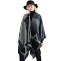 Miniatyrbillede 2 af 5: SEW Vinter Varm Poncho Sjal Wrap - Åben Front Cape Vindtæt Strik