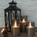 Miniatyrbilde 5 av 5: 3 stk sølvgrå glass flammefri flimrende lys med fjernkontroll C