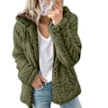 Pikkukuva 1 / 3: Naisten Fleece Pehmeä Huppari Pitkähihainen Takki Talvi Lämmin Nallekarhu Neuletakki Army Green Army Green XL