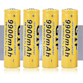 Miniatyrbilde 1 av 3: 4 stk. Lommelykt Batteri Gave 9900mah 18650 Oppladbart batteri Gul