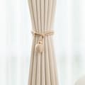 Set of 2 Decorative Ball Curtain Tiebacks - Stylish Window Drape Holders Beige-FA- Beige 113