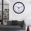 Miniatyrbillede 6 af 10: Rund vægur 8 tommer 20 cm SORT black
